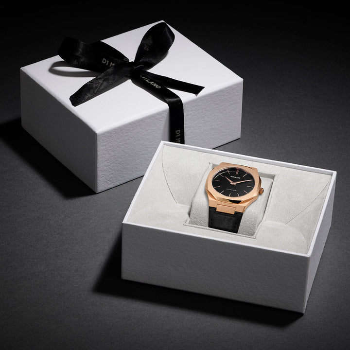 D1 Milano Ultra Slim 40mm Rose Gold Leather Watch