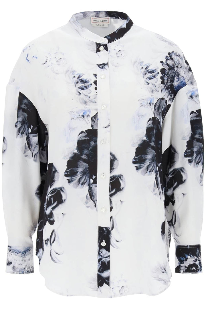 Alexander Mcqueen orchid maxi shirt in silk crepe