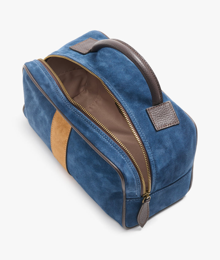 My Style Bags Berkeley Twin Deluxe Toiletry Travel Bag in Blue/Light Brown Stripe for Men