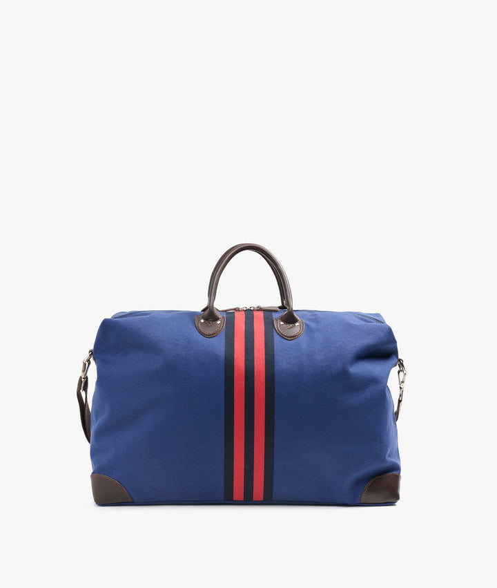 My Style Bags Harvard Rugby Duffel Travel Bag in Blue with Red/Black Stripes for Men