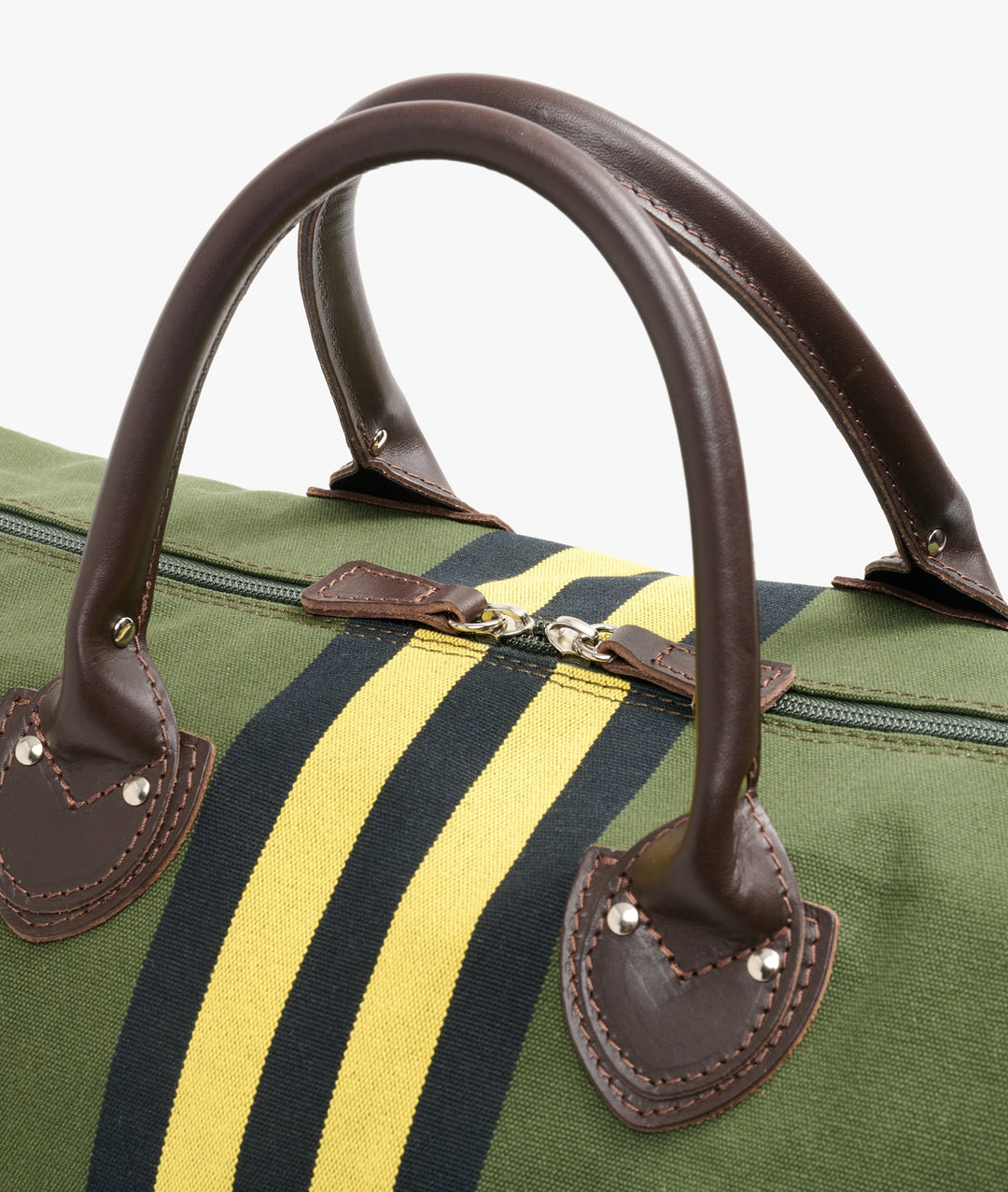 My Style Bags Harvard Rugby Duffel Travel Bag in Forest Green with Green/Yellow Stripes for Men