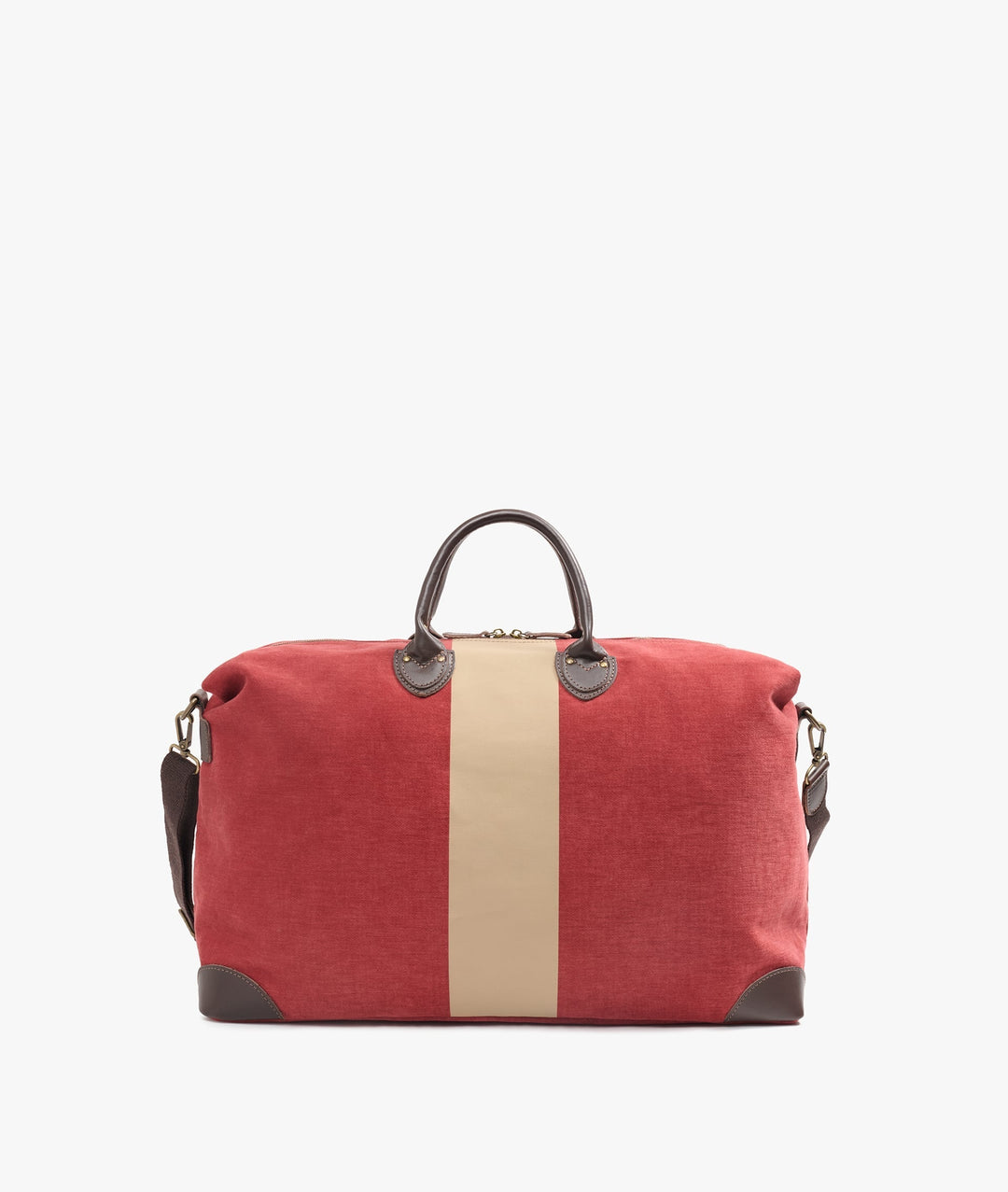 My Style Bags Harvard Stripe Duffel Travel Bag in Bordeaux with Beige Stripe Unisex