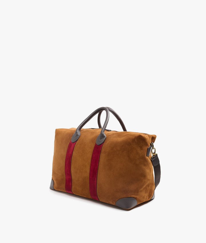 My Style Bags Harvard Twin Deluxe Suede Duffel Travel Bag in Leather/Bordeaux Stripes Unisex