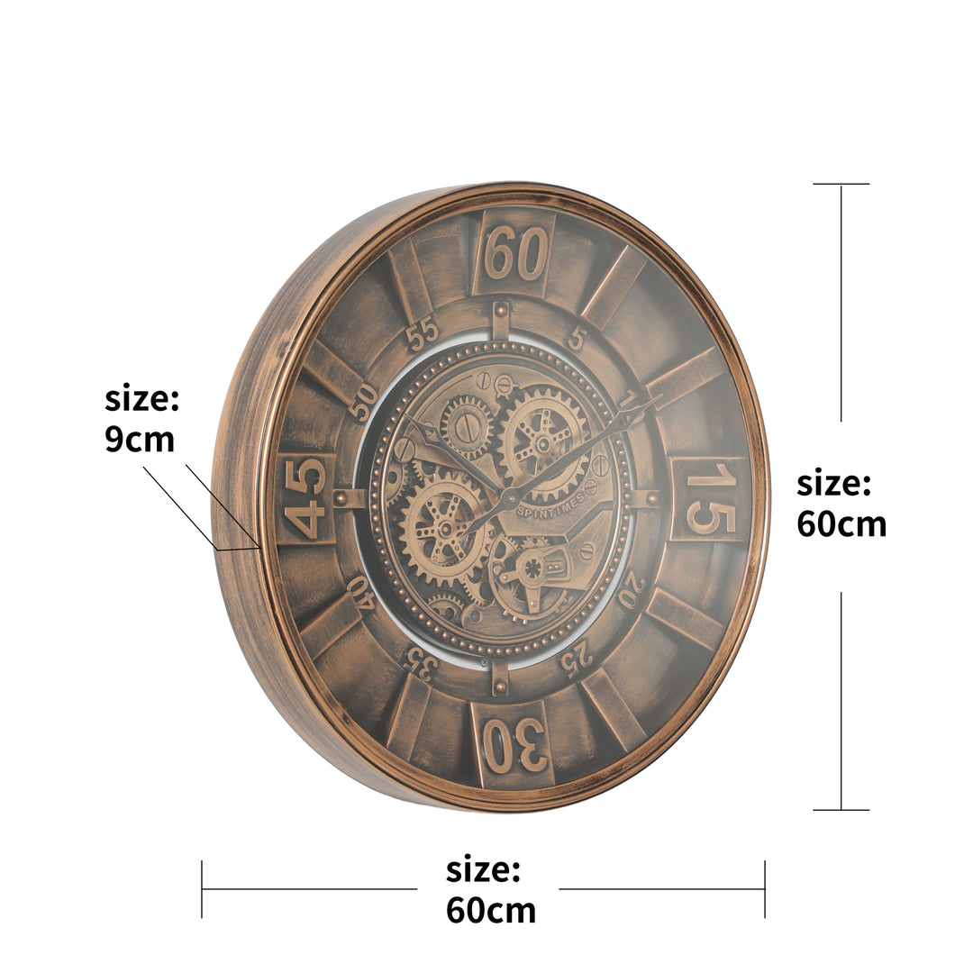 Ascam Round Industrial  Moving Cogs Wall Clock