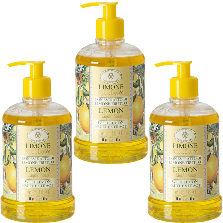 Saponificio Artigianale Fiorentino Lemon Hand Wash Bundle Set 3Pcs