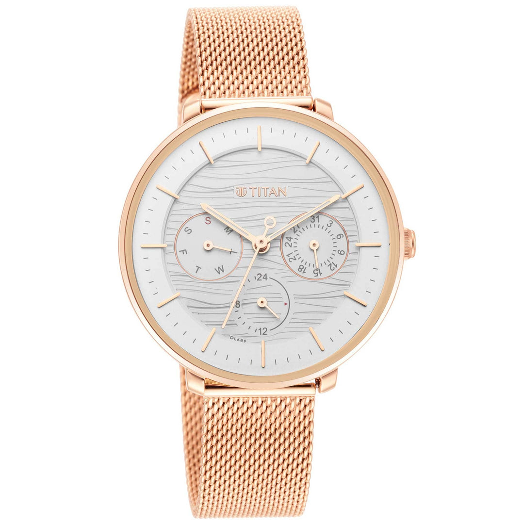 Titan Chronograph Watches Titan Workwear Silver Dial Women Watch With Stainless Steel Strap Brand