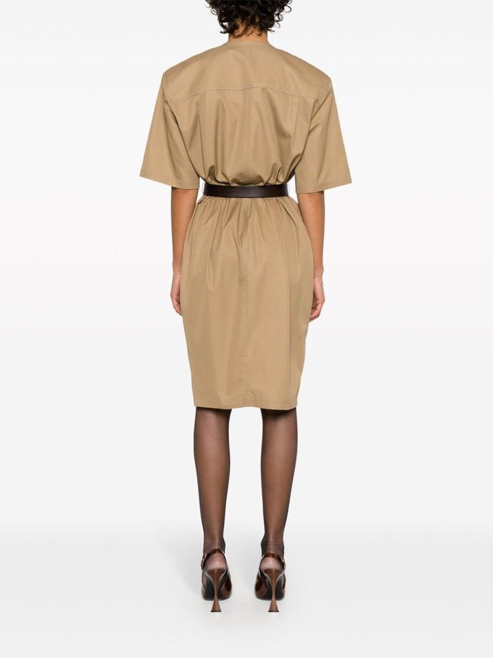 Saint Laurent Dresses Saint Laurent Beige Cotton V-Neck Button-Down Dress Saint Laurent Beige Cotton V-Neck Button-Down Dress Brand