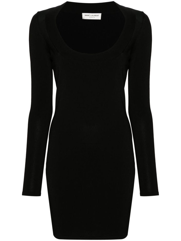 Saint Laurent Dresses Saint Laurent Black Ribbed Knit Long Sleeve Dress Saint Laurent Black Ribbed Knit Long Sleeve Dress I at Italian Luxury Group Brand