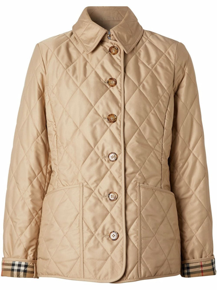 Burberry Jackets XS Burberry Jackets Beige Burberry beige quilted jacket with button fastening and check lining. Brand