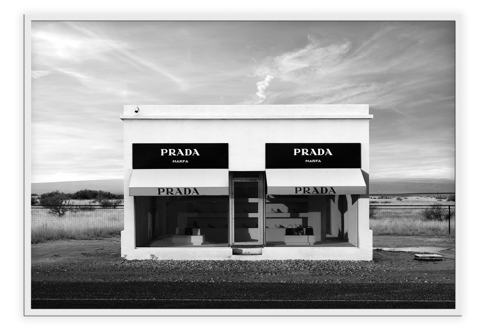 Canvas Print 50x70cm / White Prada Texas BW Prada Texas BW Wall Art : Ready to hang framed artwork. Brand