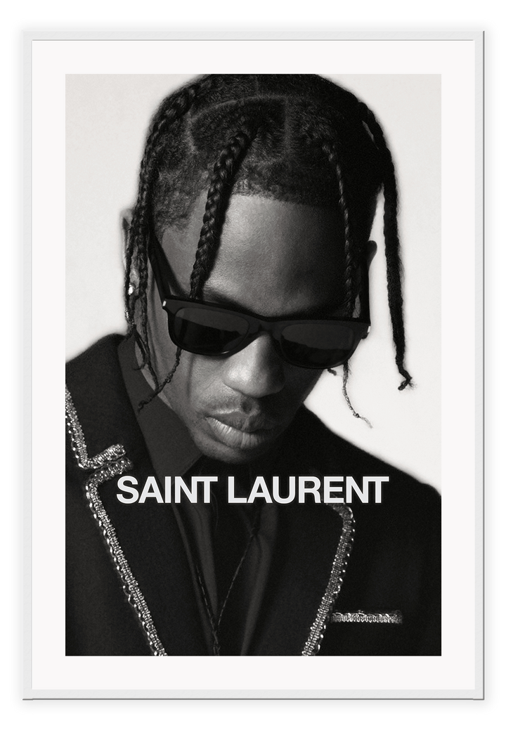 Canvas Print 50x70cm / White Travis Scott Saint Laurent Travis Scott Saint Laurent Wall Art : Ready to hang framed artwork. Brand