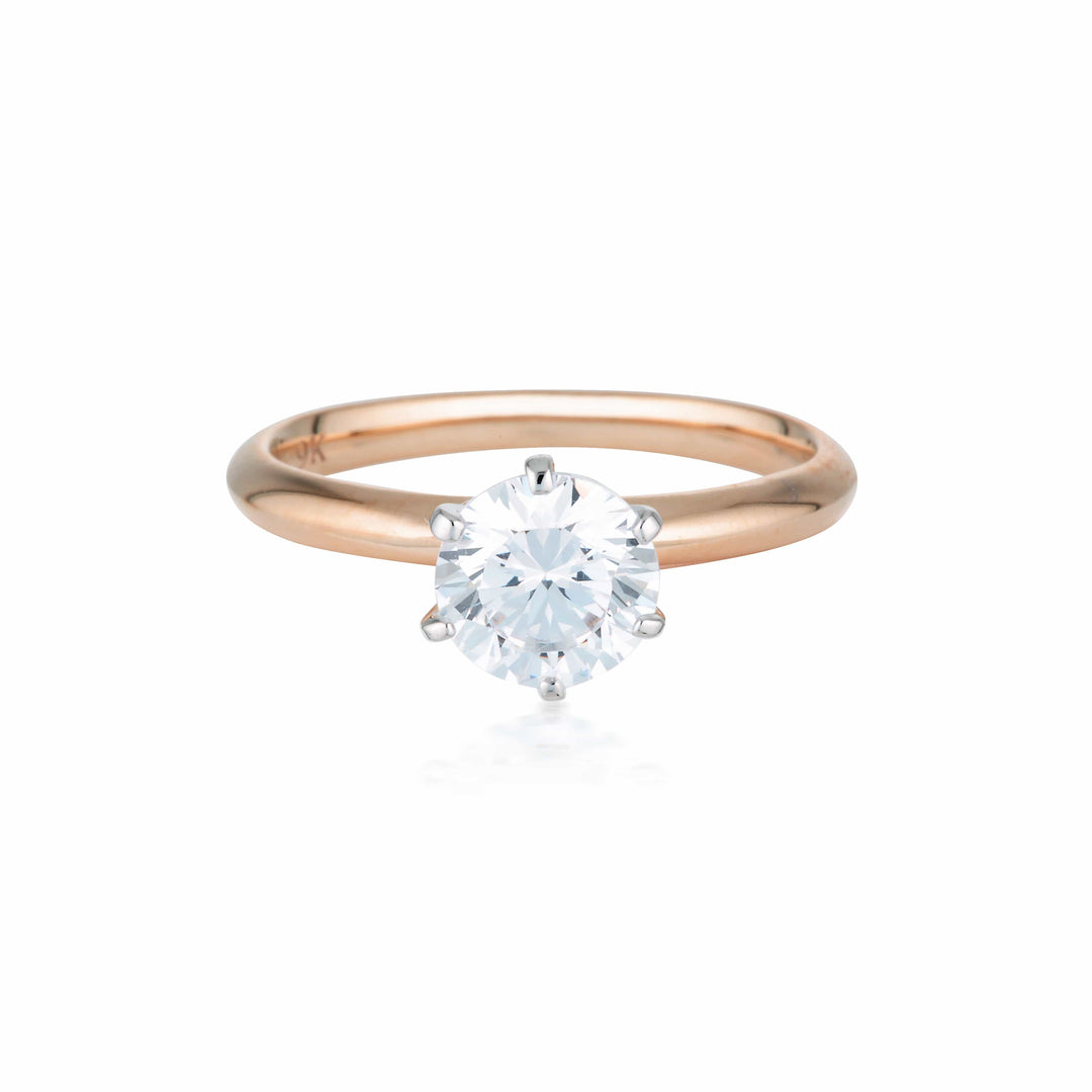 Georgini Ring 6 Georgini Gold Round Brilliant Cut 1.25ctw Moissanite Solitaire With Knife Edge Band In Rose Gold Georgini Gold Round Brilliant Cut 1.25ctw Moissanite Solitaire With Knife Edge Band In Rose Gold Brand