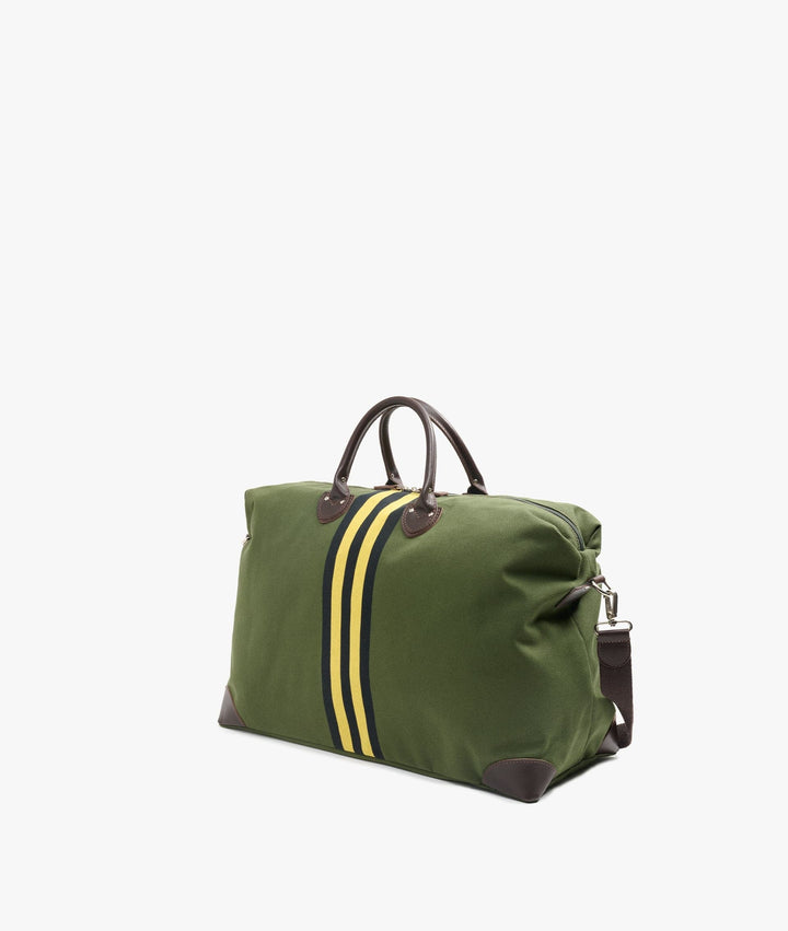 My Style Bags Travel Bags My Style Bags Harvard Rugby Duffel Travel Bag in Forest Green with Green/Yellow Stripes for Men Brand