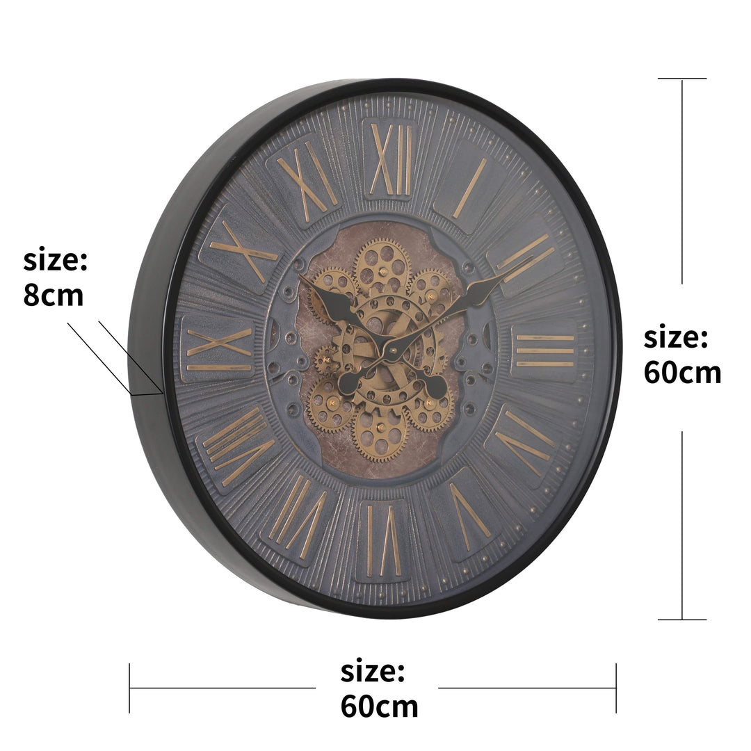 Chilli Wall Clock Mr Brown Round Industrial  Moving Cogs Wall Clock Brand