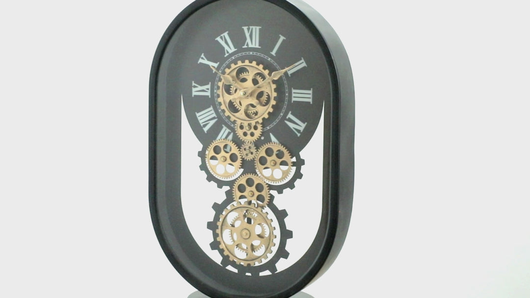 Oval Moving Cogs Wall Clock